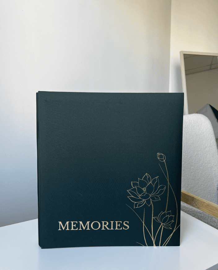 Фотоальбом на 500 фото «Memories» зелений з квіткою