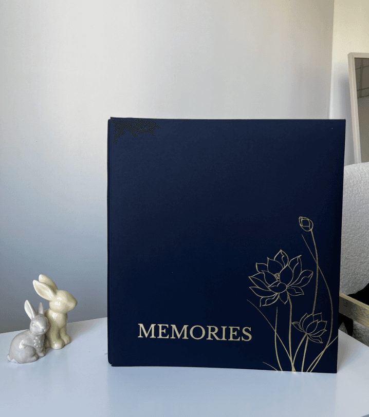 Фотоальбом на 500 фото «Memories» синій з квіткою